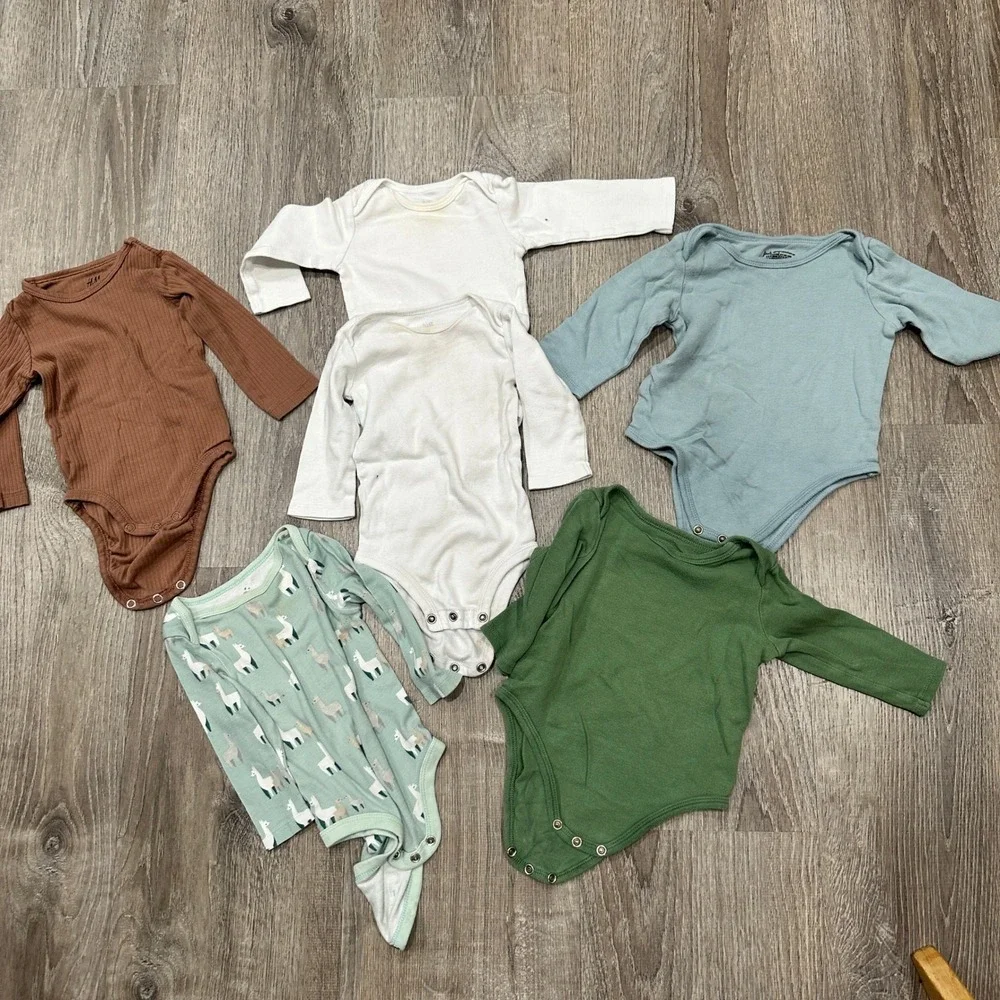 Baby Long Sleeve Bodysuit Bundle 6-9M HM Cloud Island Carter's Llama Ribbed‎ 5pc
